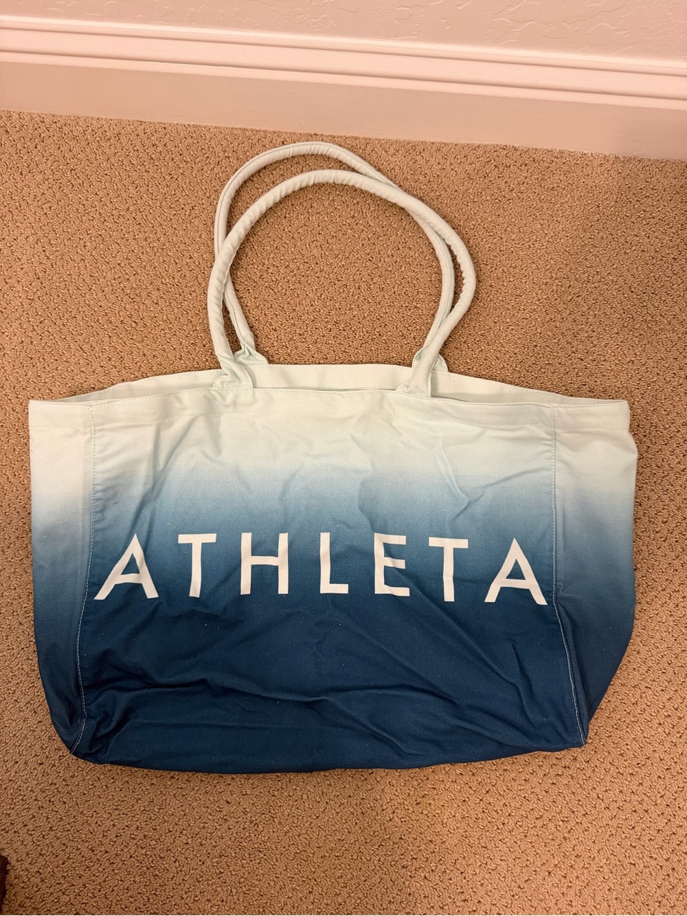 Athleta Ombre Navy to Light Blue Canvas Tote
